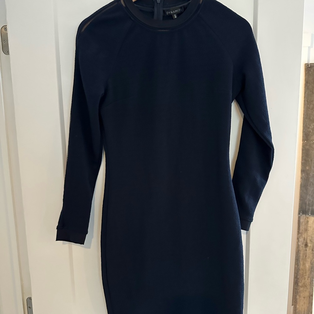 Dynamite Blue Sheath Dress with Raglan Sleeves